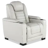 Transformer Light Gray Leather Power Recliner with Power Headrest