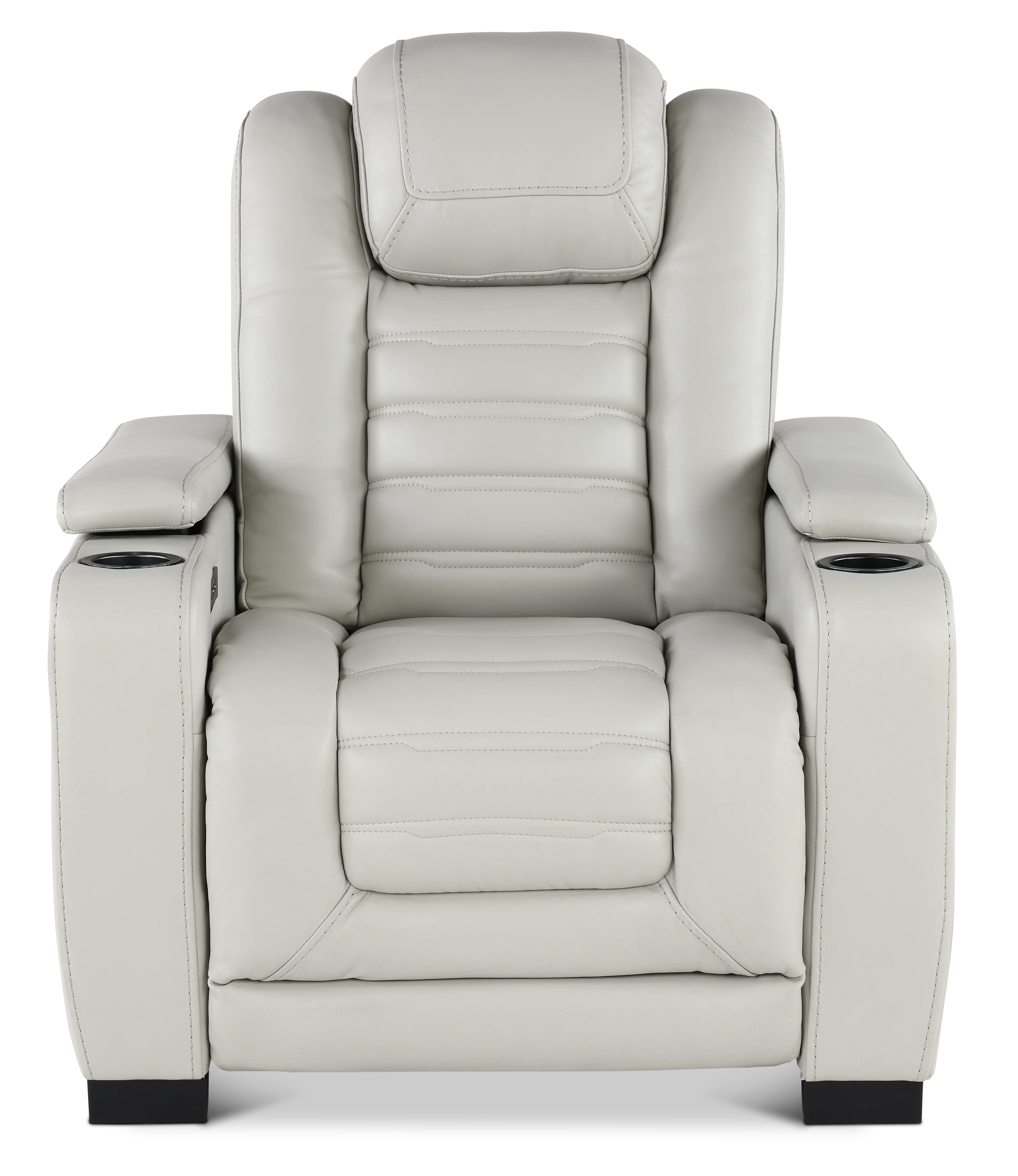 Transformer Light Gray Leather Power Recliner with Power Headrest-4