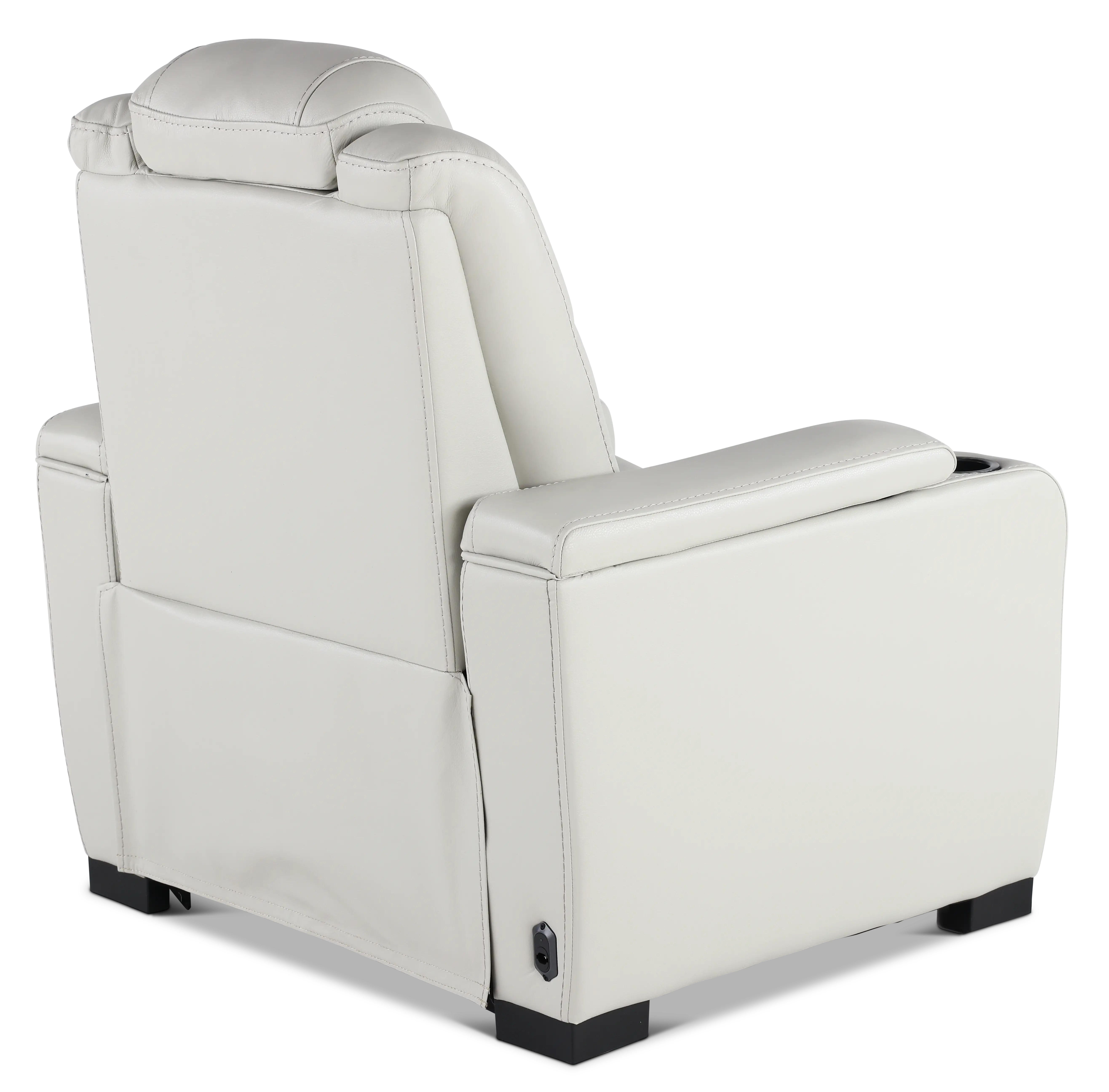 Transformer Light Gray Leather Power Recliner with Power Headrest-7