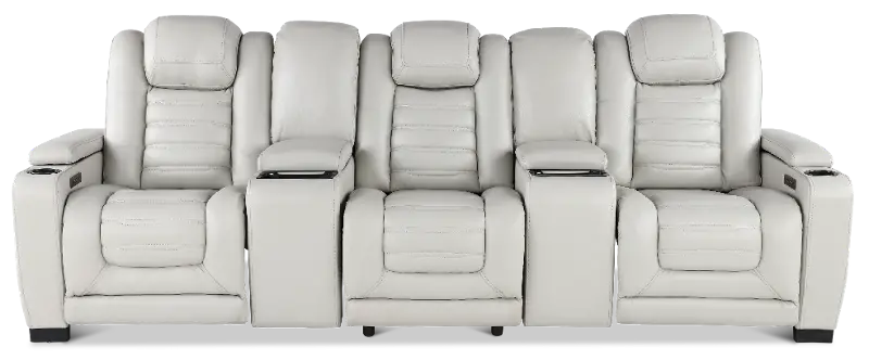 Transformer Light Gray Leather 5 Piece Power Reclining Home Theater Seating