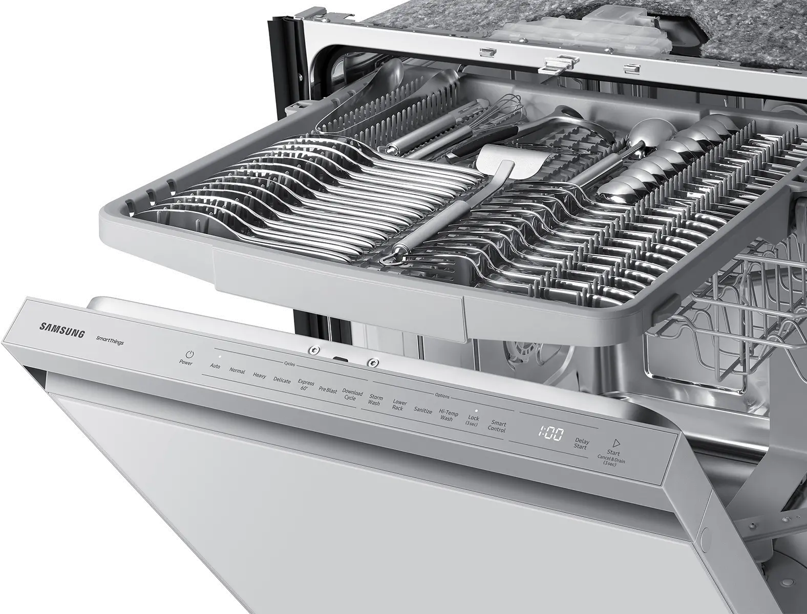 DW80CB545012 Samsung Bespoke Top Control Dishwasher with StormWash™ - White Glass-12