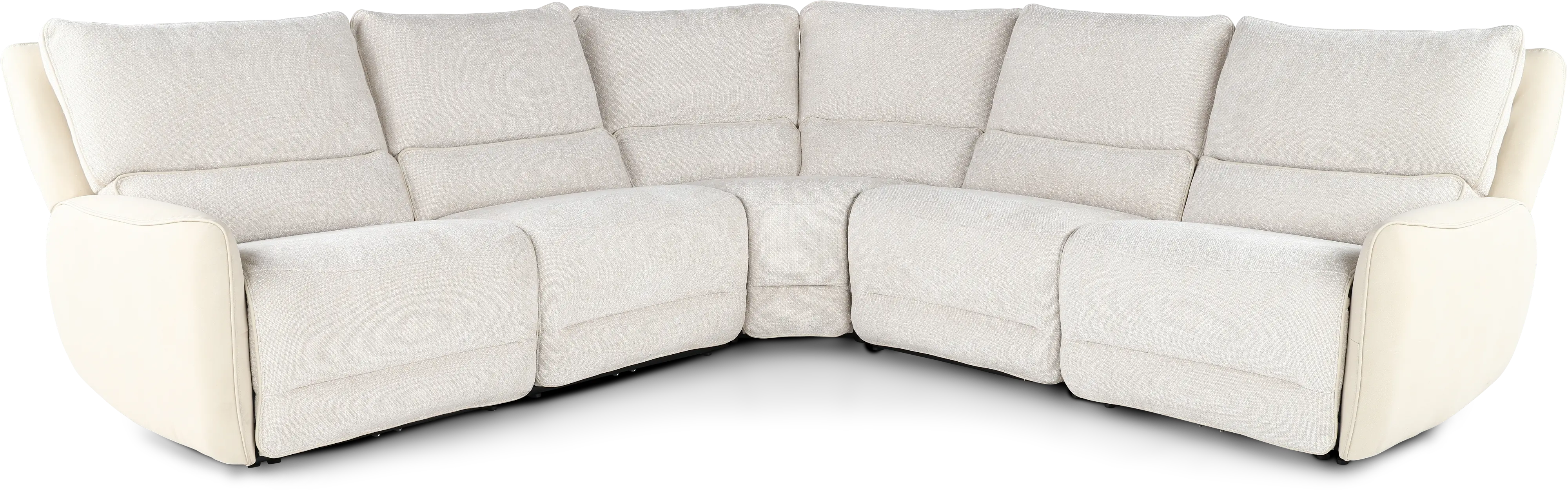 Buffy Eggshell & Cream 5 Piece Power Reclining Sectional-1
