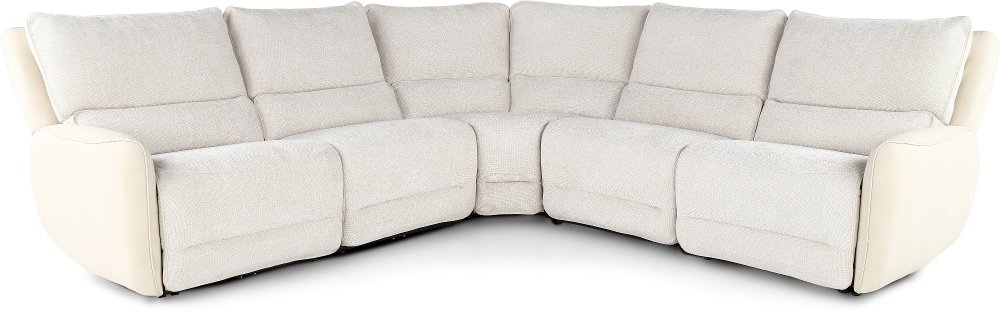 Buffy Eggshell & Cream 5 Piece Power Reclining Sectional