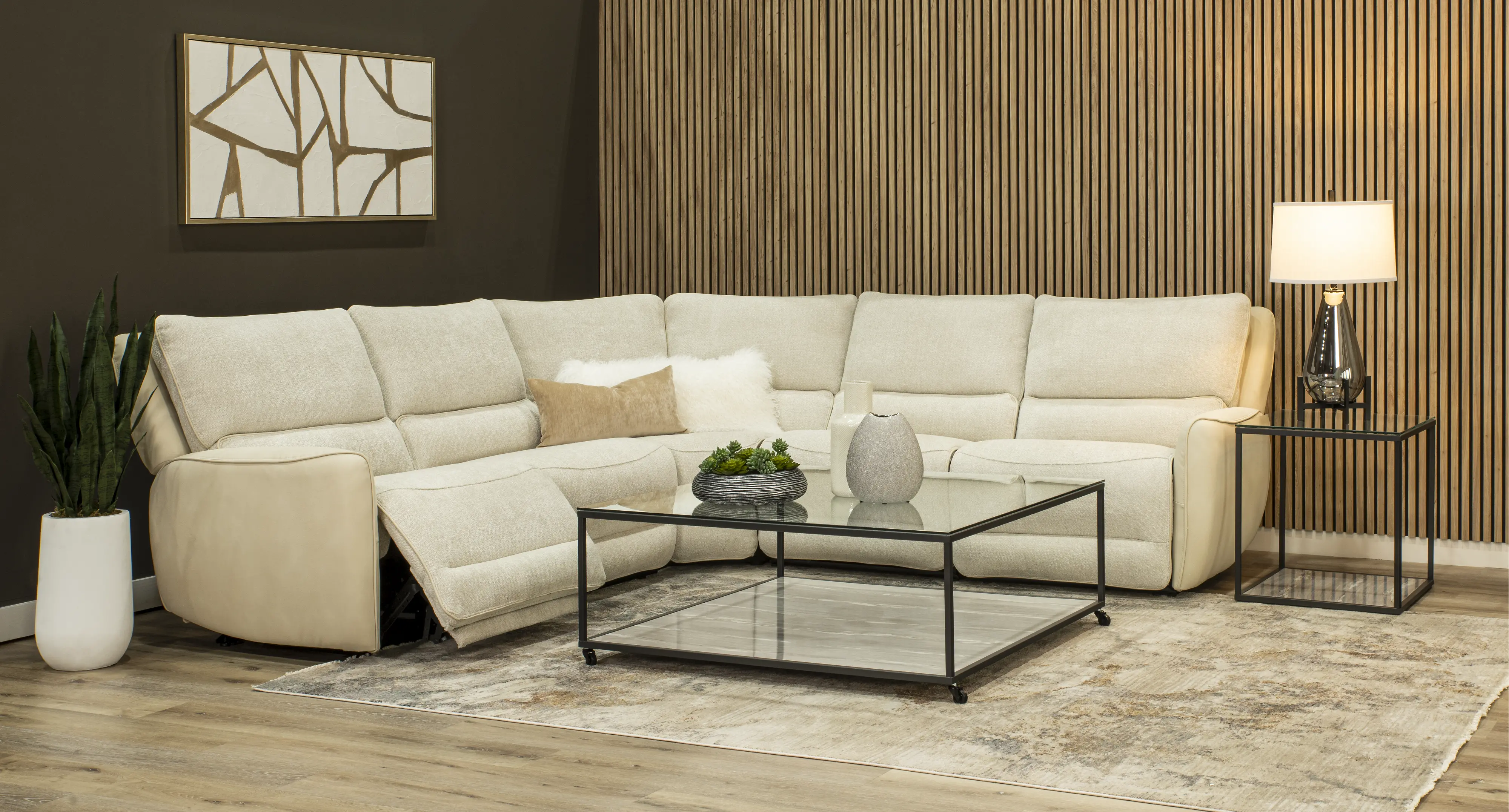 Buffy Eggshell & Cream 5 Piece Power Reclining Sectional-2