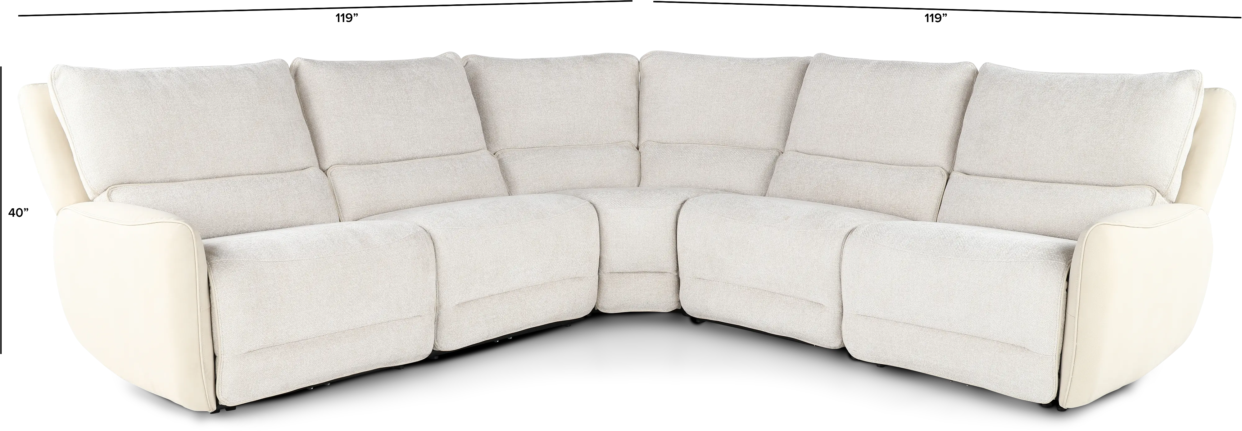 Buffy Eggshell & Cream 5 Piece Power Reclining Sectional-3