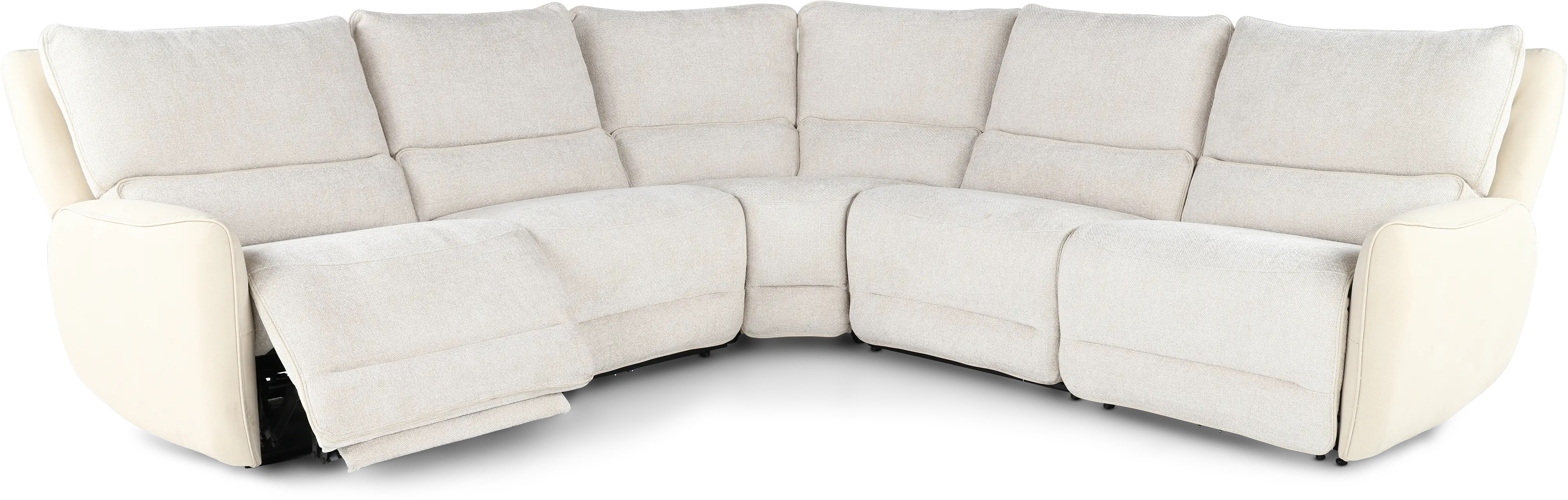 Buffy Eggshell & Cream 5 Piece Power Reclining Sectional-4