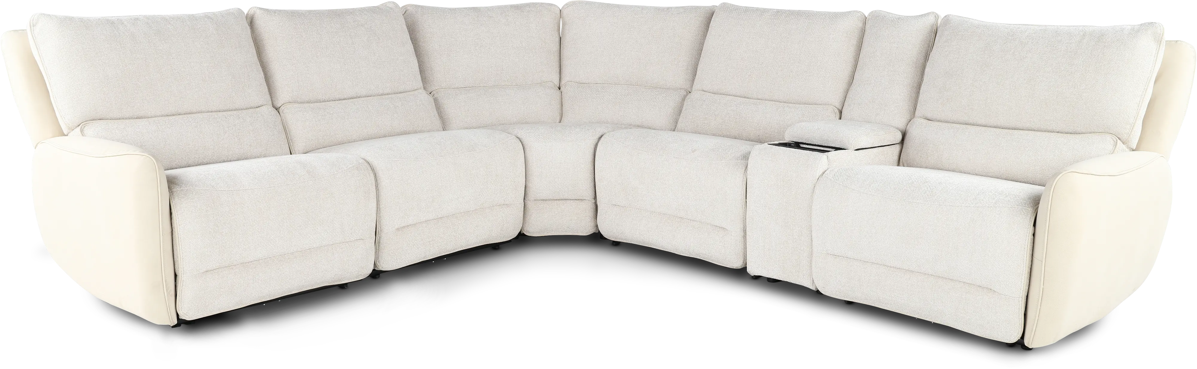 Buffy Eggshell & Cream 6 Piece Power Reclining Sectional-1