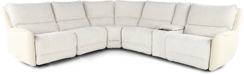 Buffy Eggshell & Cream 6 Piece Power Reclining Sectional