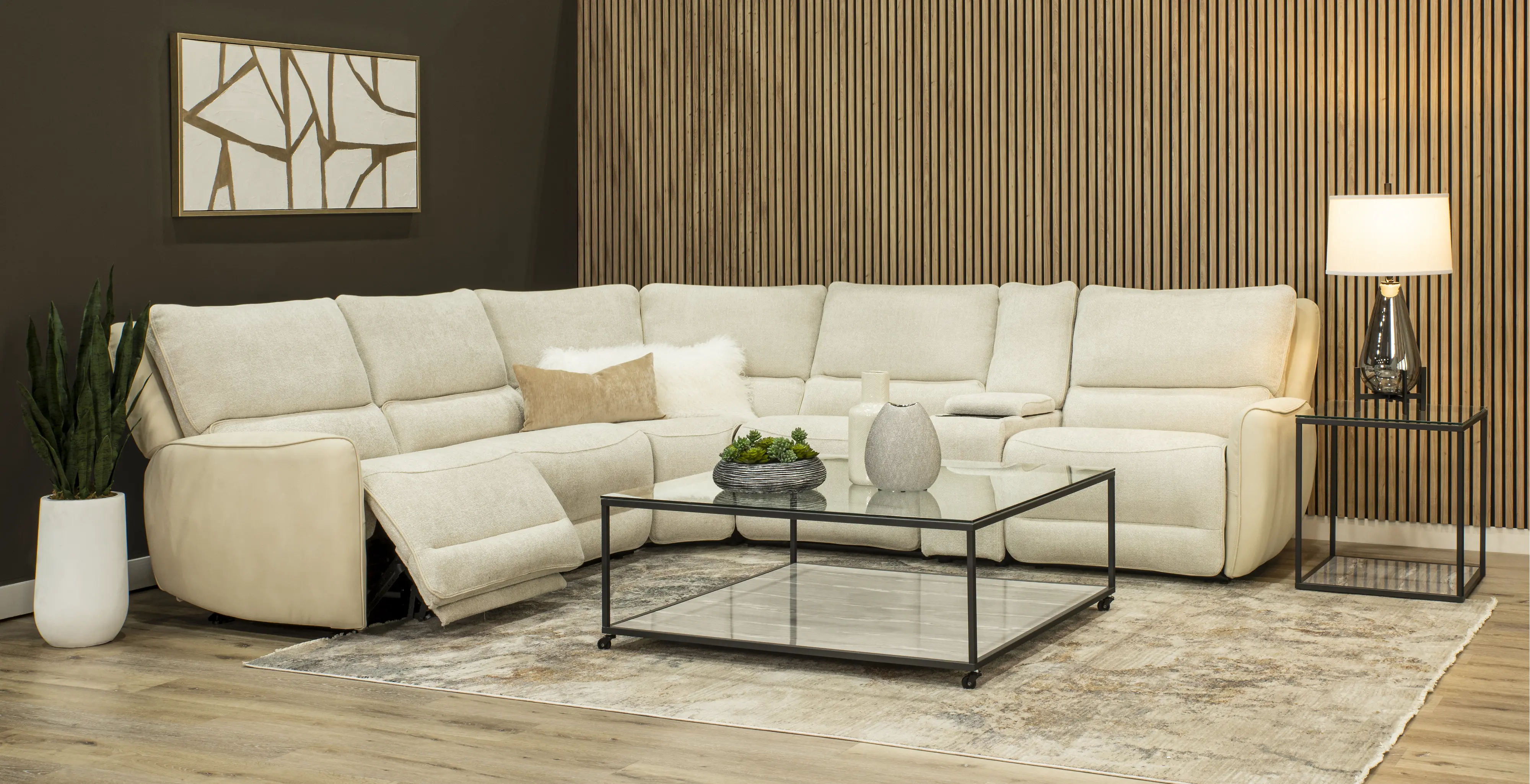 Buffy Eggshell & Cream 6 Piece Power Reclining Sectional-2