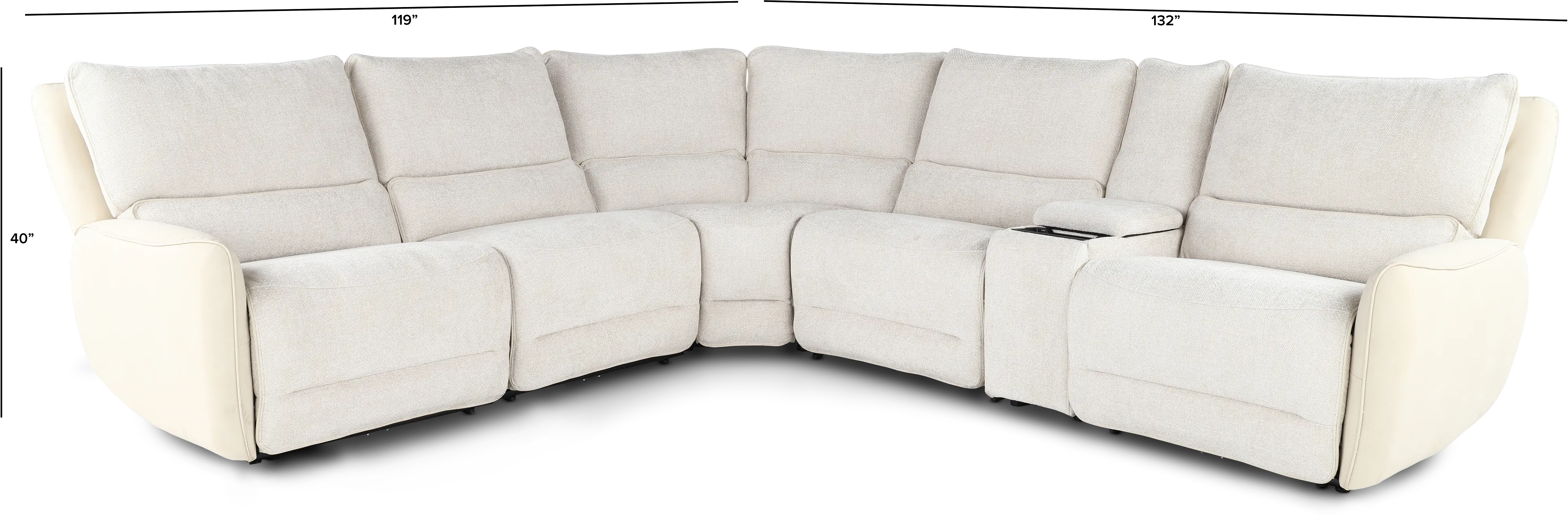 Buffy Eggshell & Cream 6 Piece Power Reclining Sectional-3