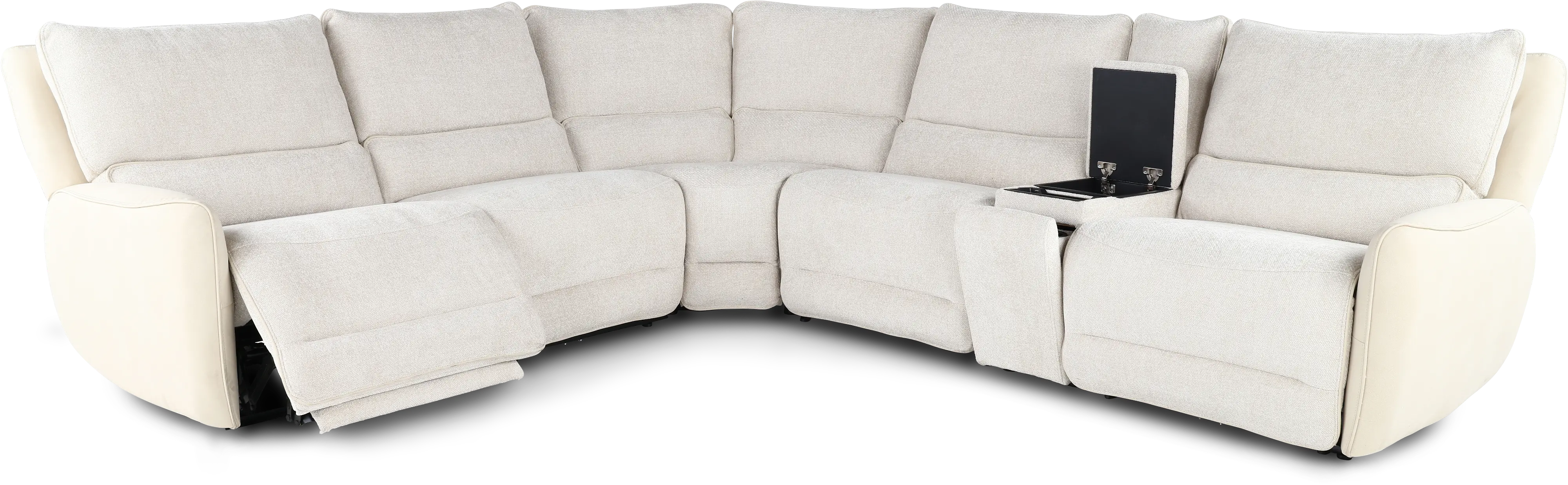 Buffy Eggshell & Cream 6 Piece Power Reclining Sectional-4