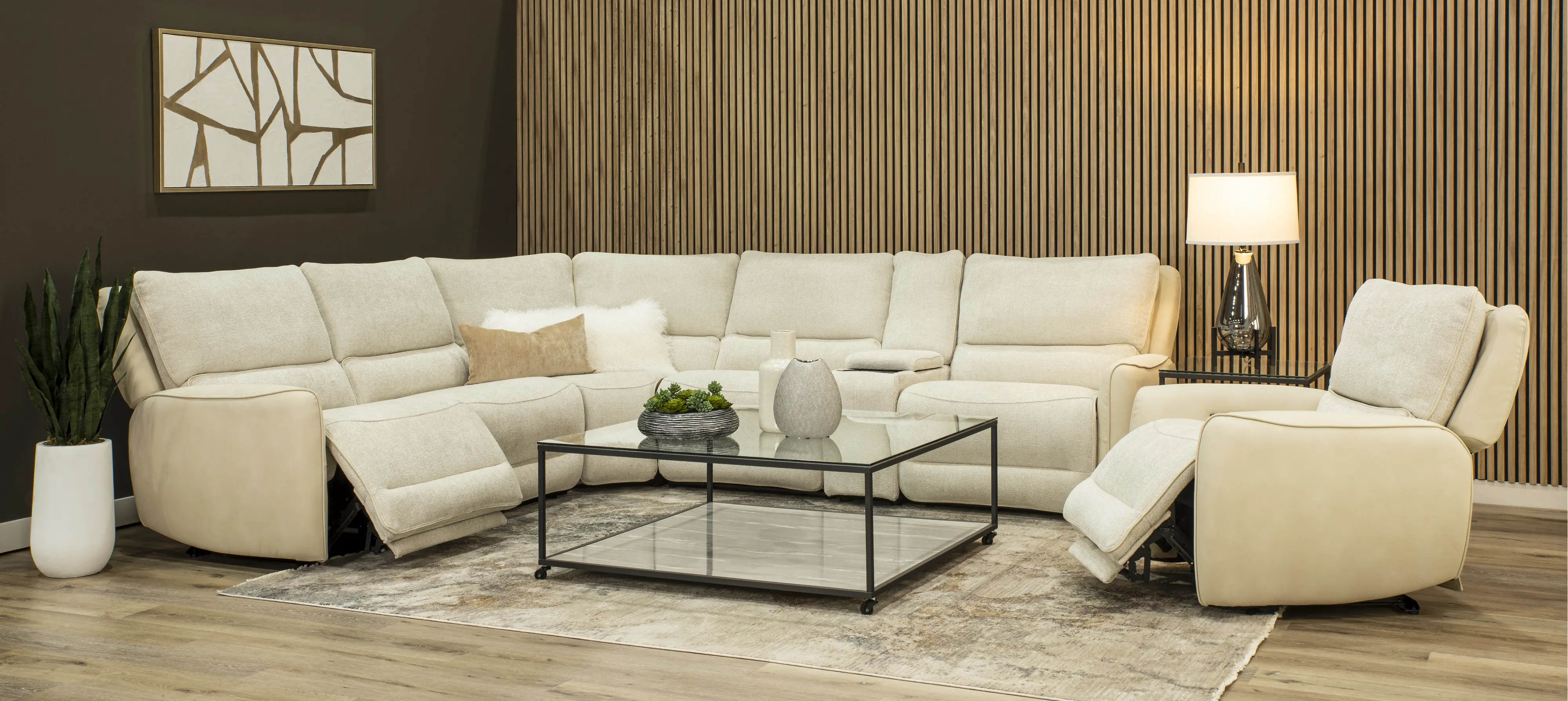 Buffy Eggshell & Cream 6 Piece Power Reclining Sectional-8