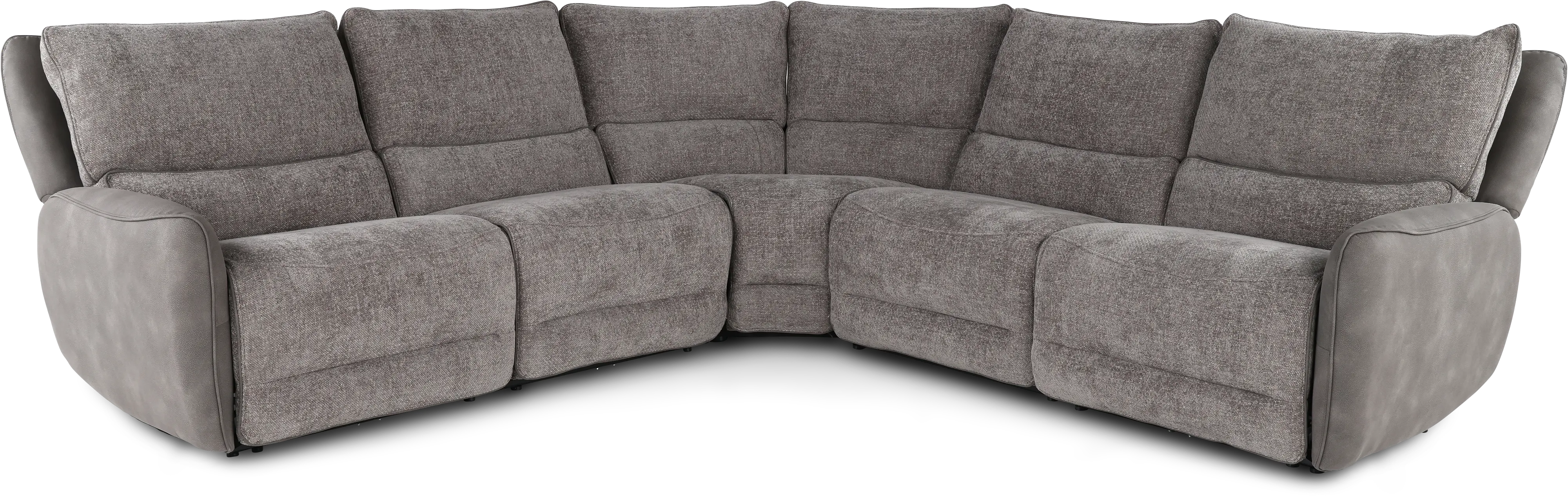 Buffy Brown & Charcoal 5 Piece Power Reclining Sectional-1