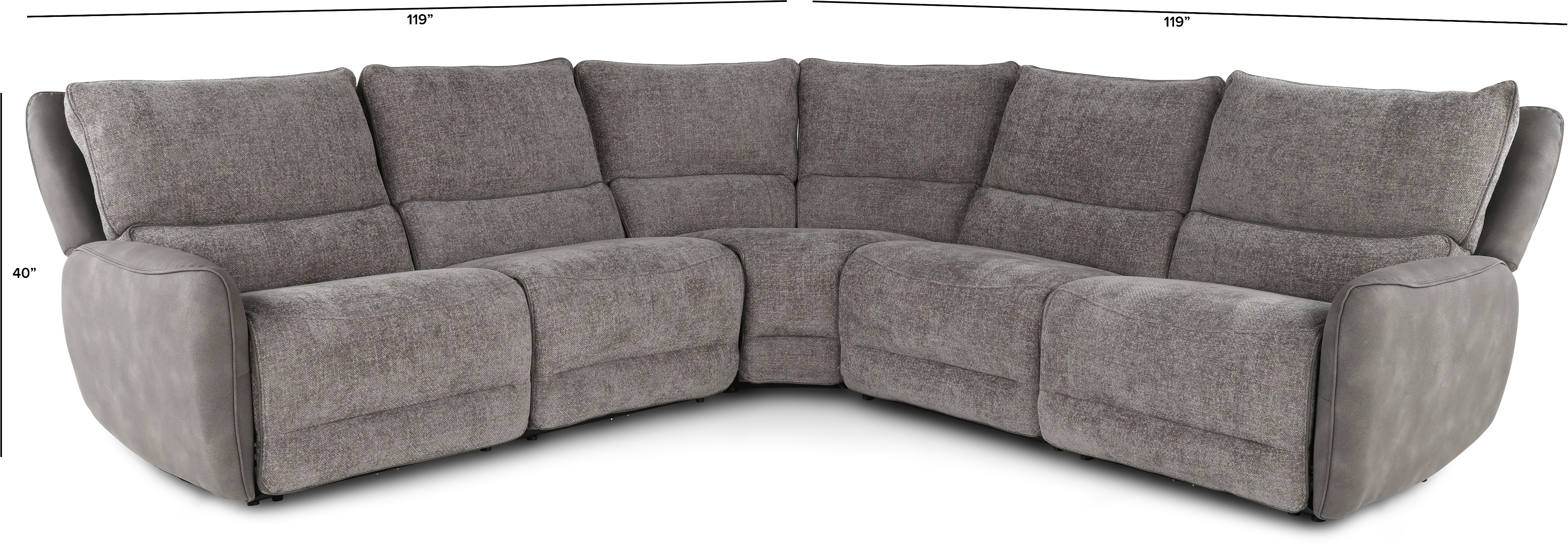 Buffy Brown & Charcoal 5 Piece Power Reclining Sectional-3