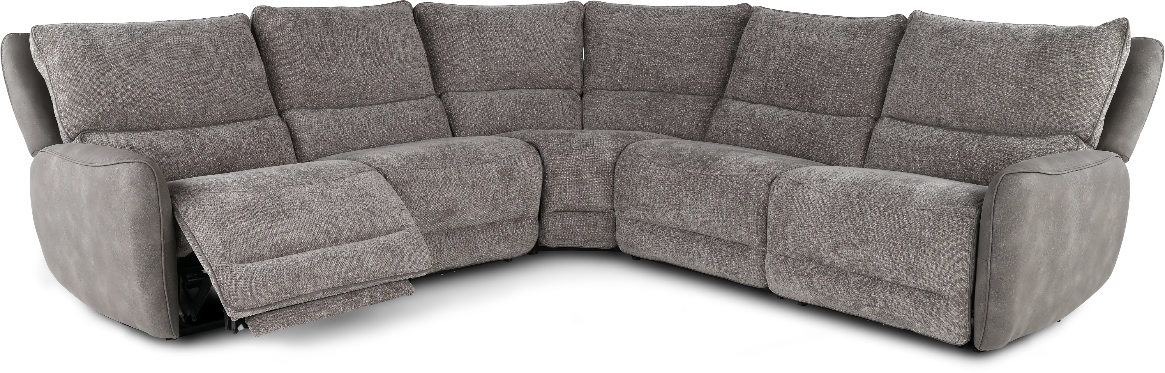 Buffy Brown & Charcoal 5 Piece Power Reclining Sectional-4