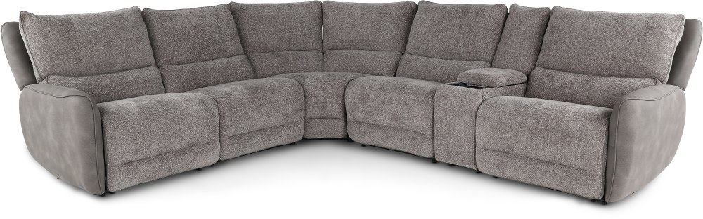 Buffy Brown & Charcoal 6 Piece Power Reclining Sectional