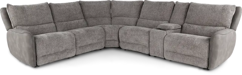 Buffy Brown & Charcoal 6 Piece Power Reclining Sectional