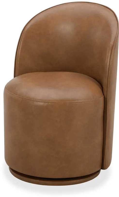 Copley Camel Brown Upholstered Swivel Dining Chair-1