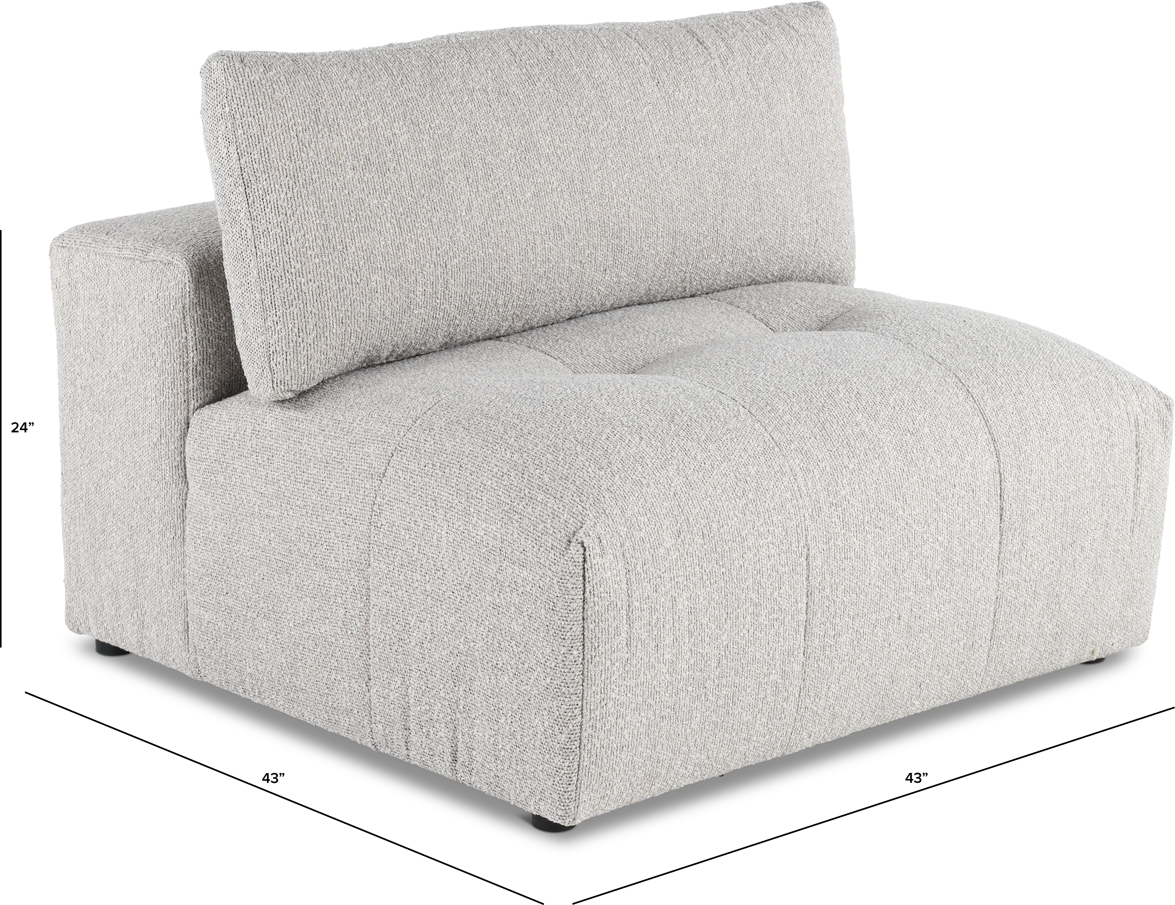 Preston Pearl White Modular Armless Chair-2