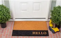 104861729 Hello Black Stripe Doormat