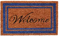 152971830WELC Blue Border Welcome Doormat