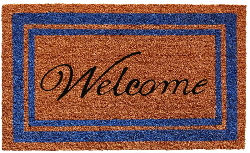 Blue Border Welcome Doormat