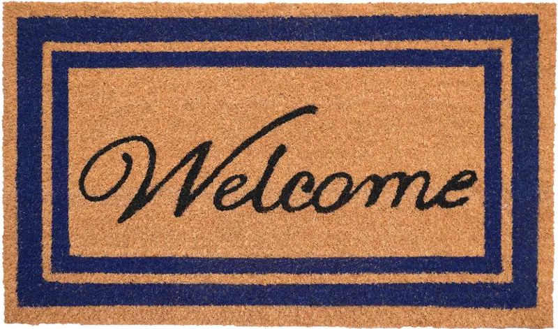Navy Border Welcome Doormat