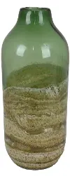 13.5  Green Glass Swirl Vase