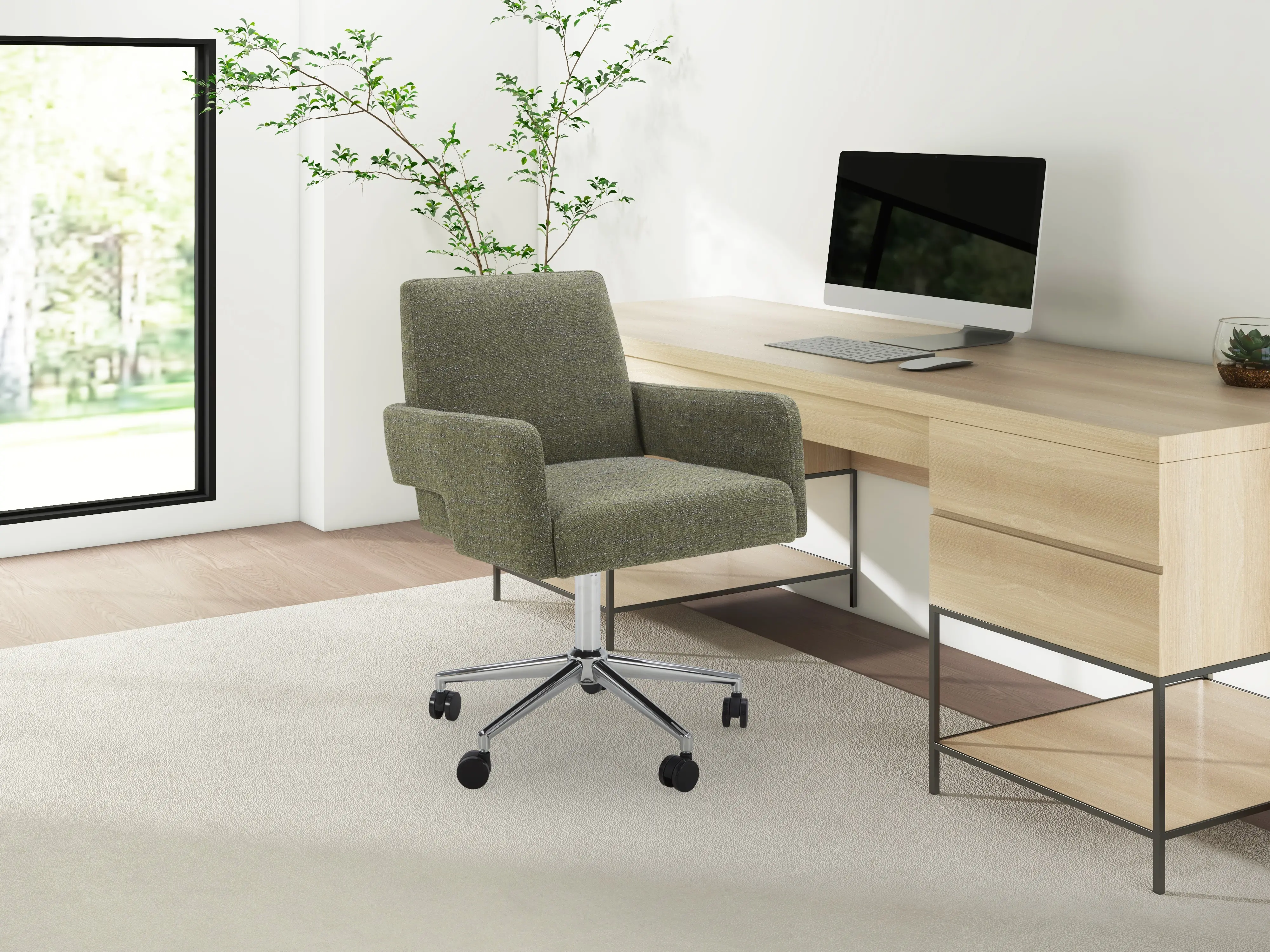 Copley Mellow Forest Green Caster Office Chair-2