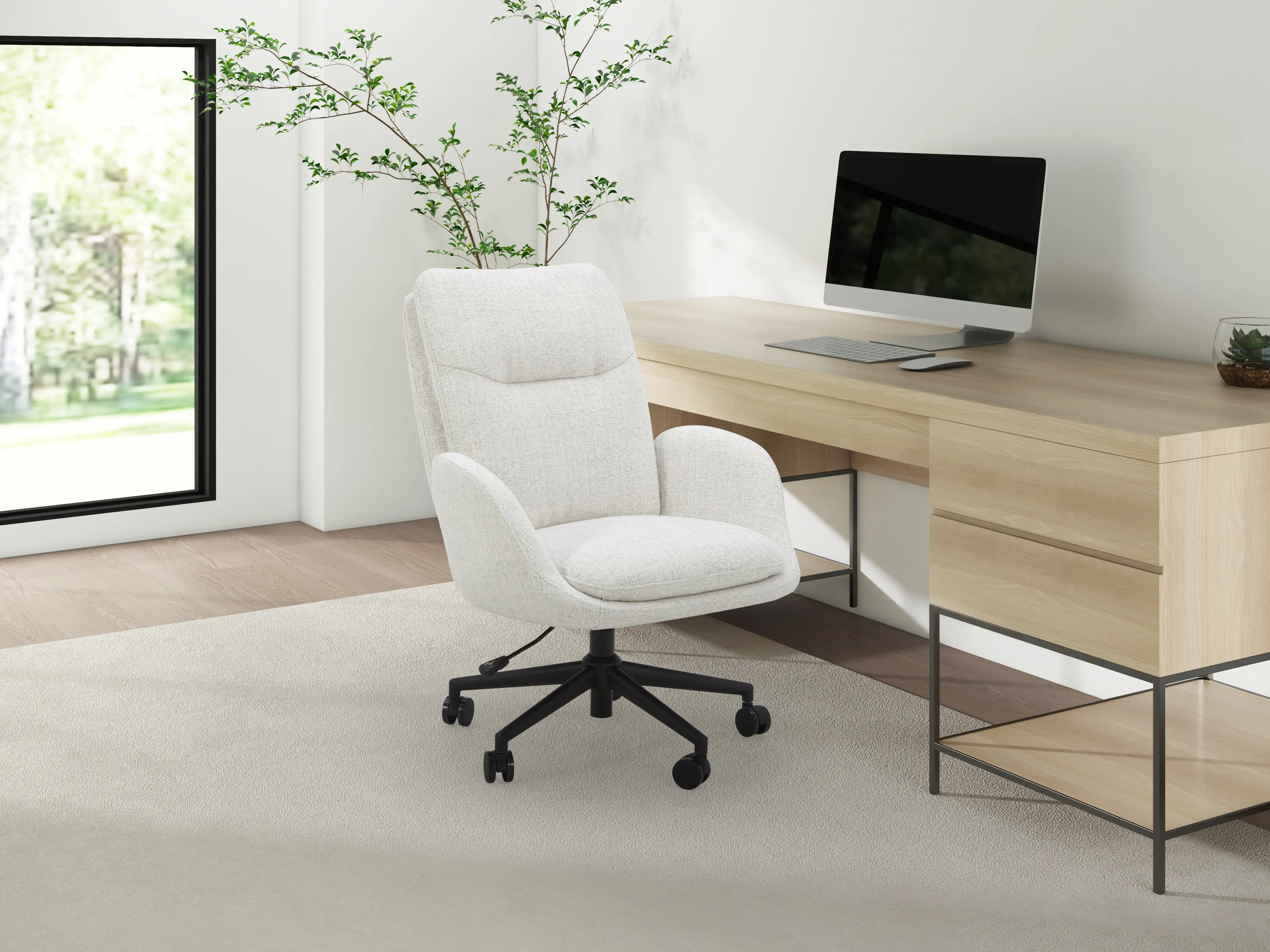 Copley Nathan Off-White Office Chair-2