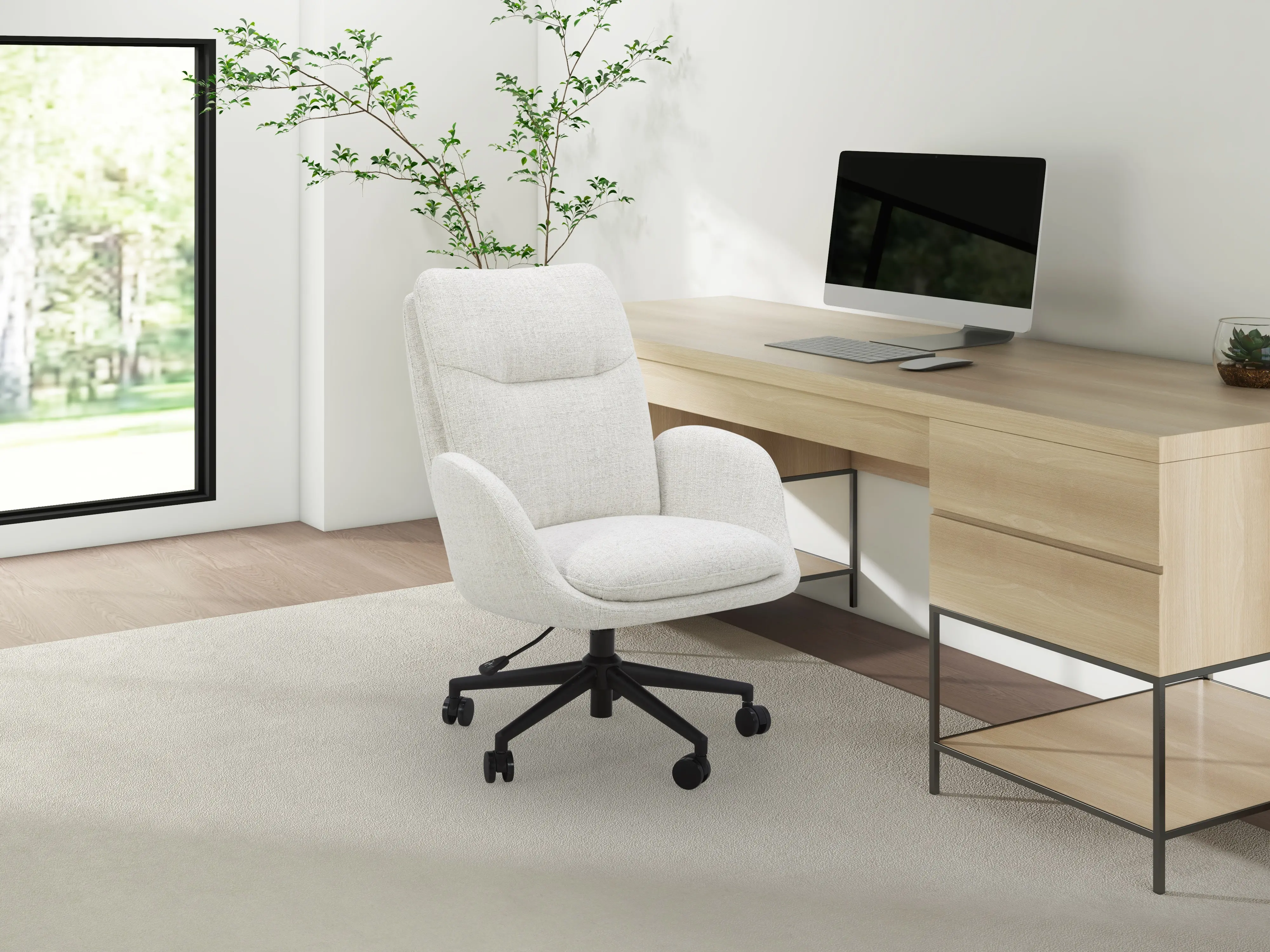 Copley Nathan Off-White Office Chair-2