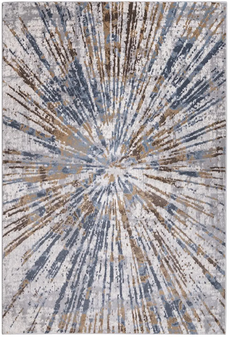 Abington 5 x 8 Abstract Blue Beige Area Rug