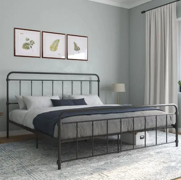 Wallace Black Metal King Platform Bed-2
