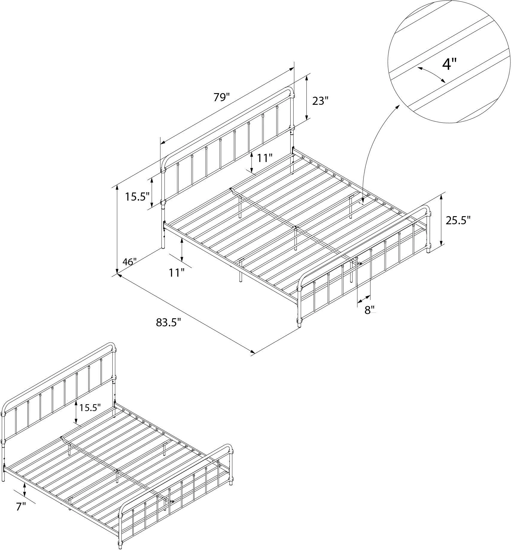 Wallace Black Metal King Platform Bed-7