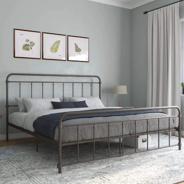 Wallace Bronze Metal King Platform Bed-2