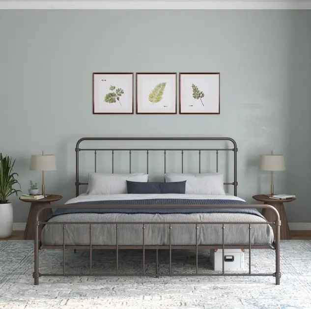 Wallace Bronze Metal King Platform Bed-3