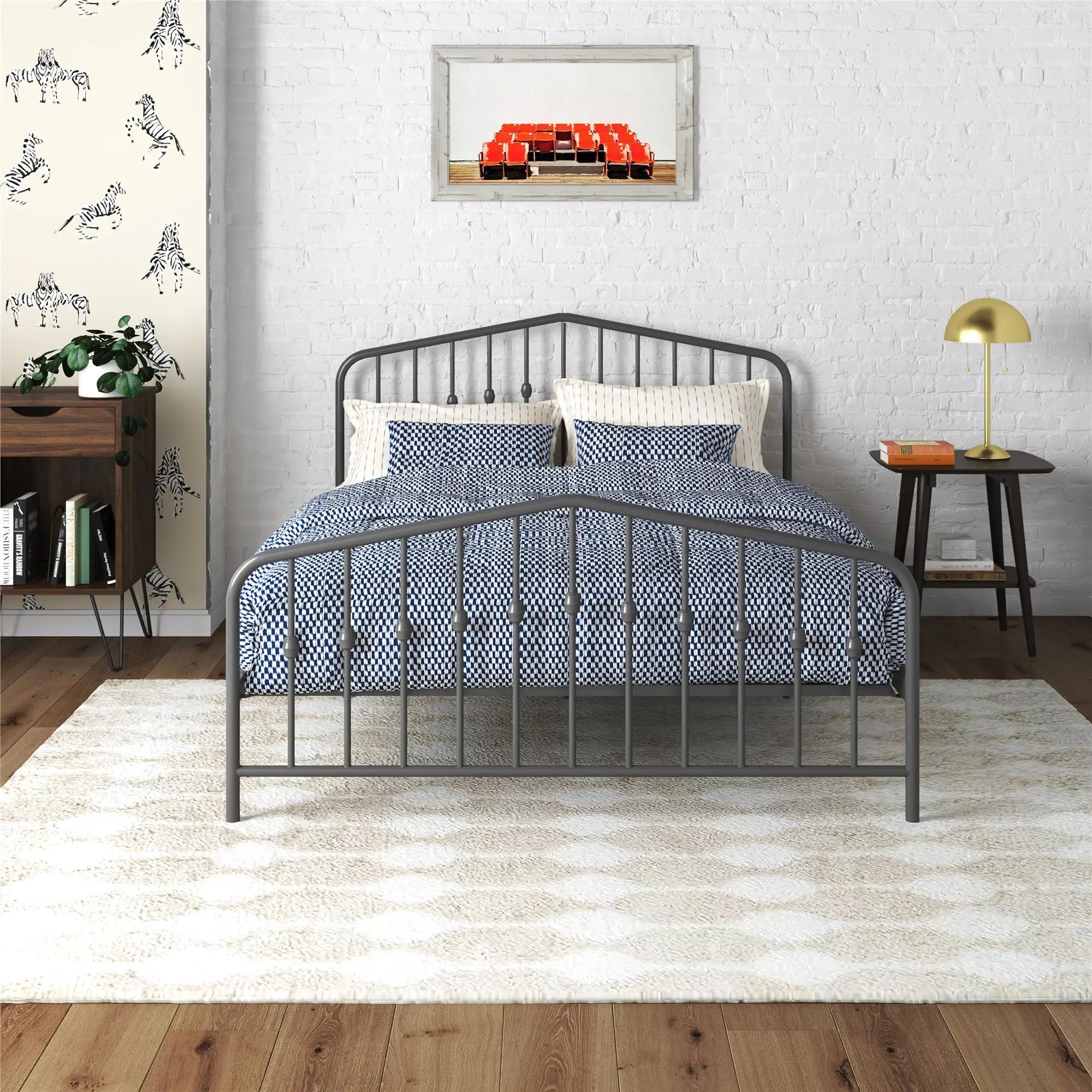 Bushwick Gray Queen Metal Platform Bed-1
