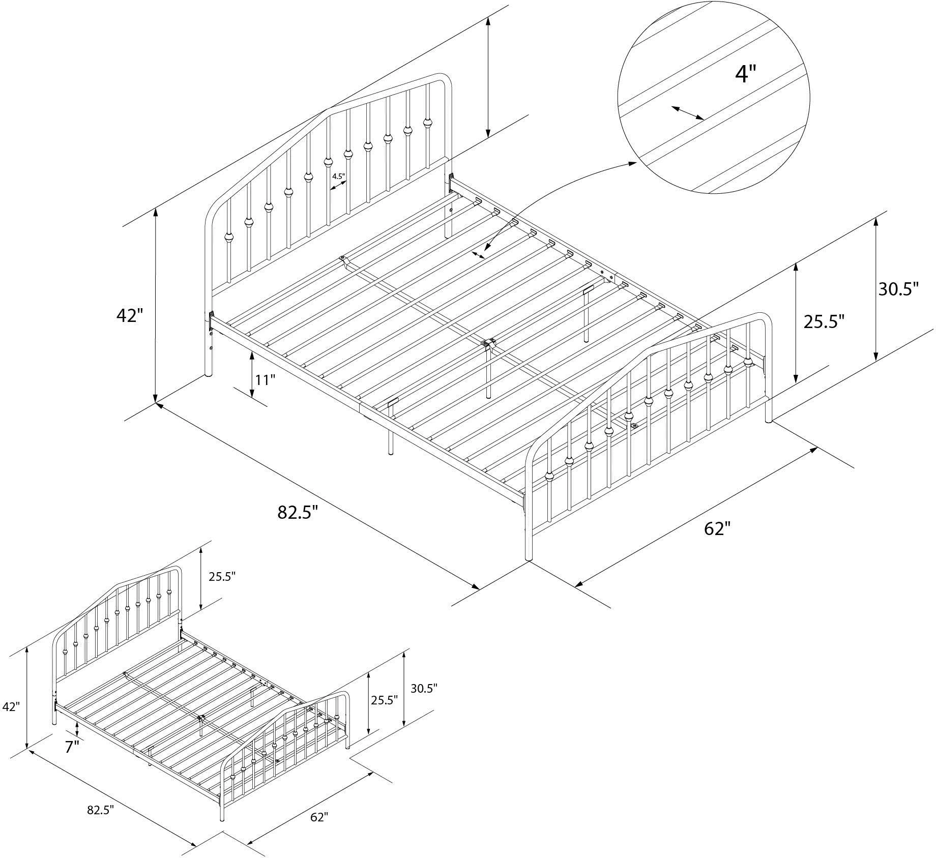 Bushwick Gray Queen Metal Platform Bed-4