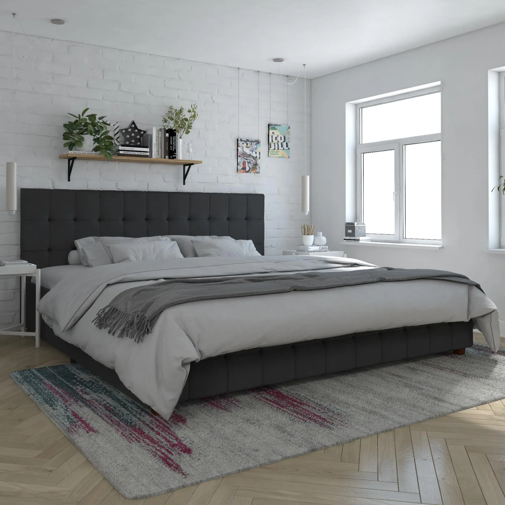 Elizabeth Black King Upholstered Bed with Storage-2
