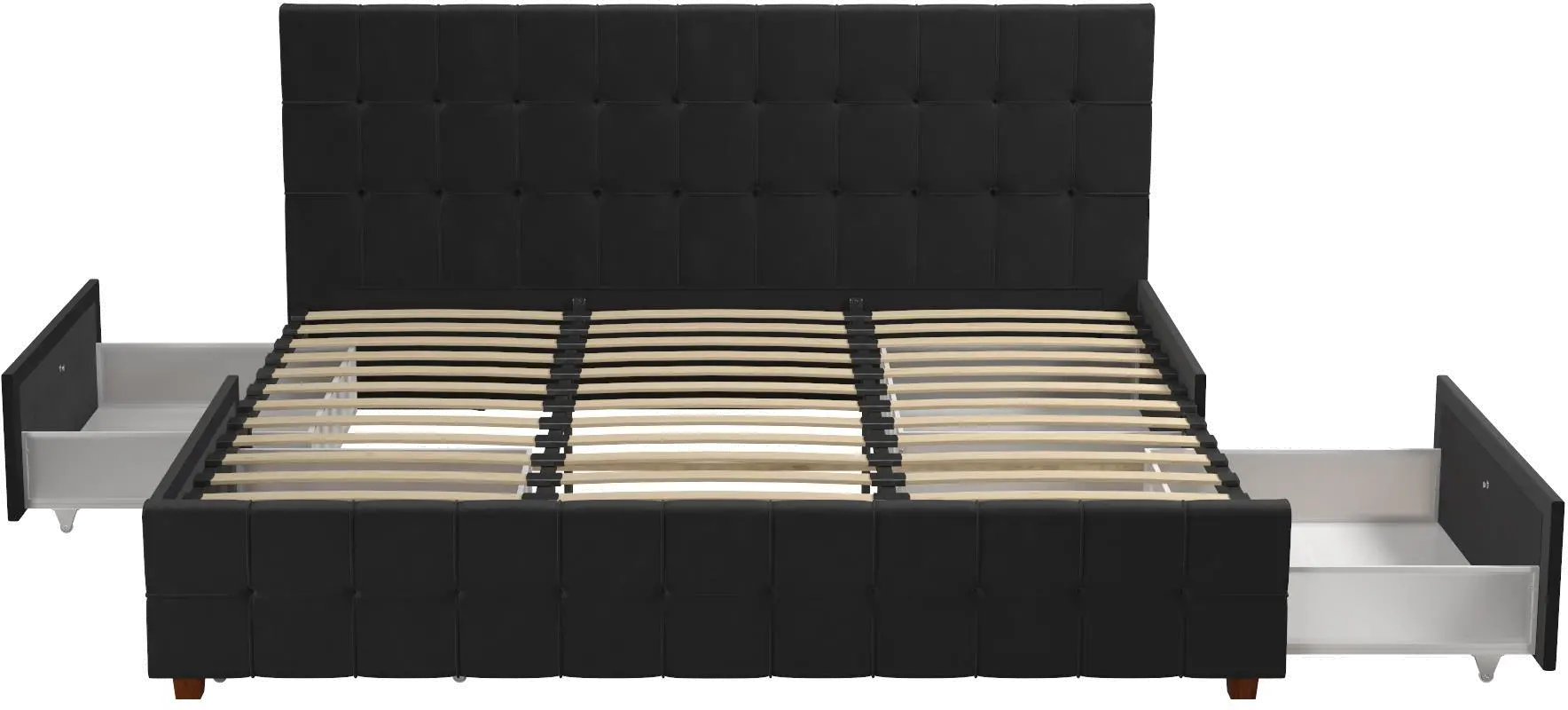 Elizabeth Black King Upholstered Bed with Storage-1