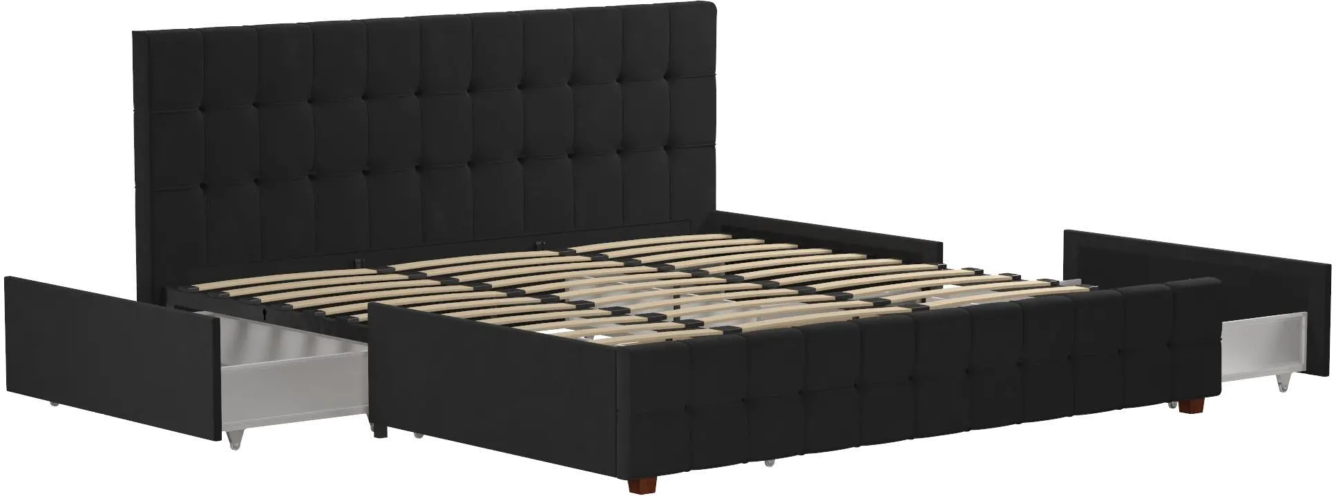 Elizabeth Black King Upholstered Bed with Storage-3