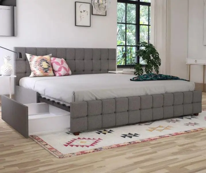Elizabeth Gray King Upholstered Bed with Storage-3