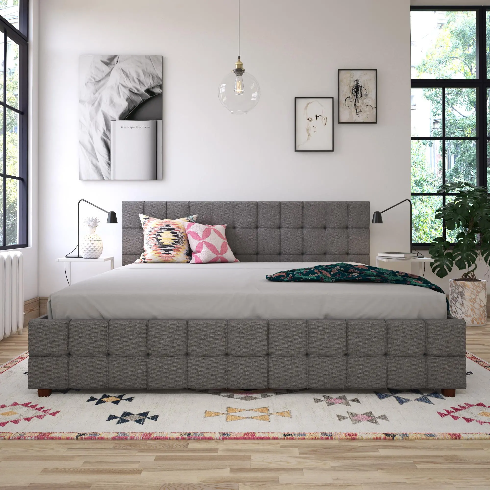 Elizabeth Gray King Upholstered Bed with Storage-4