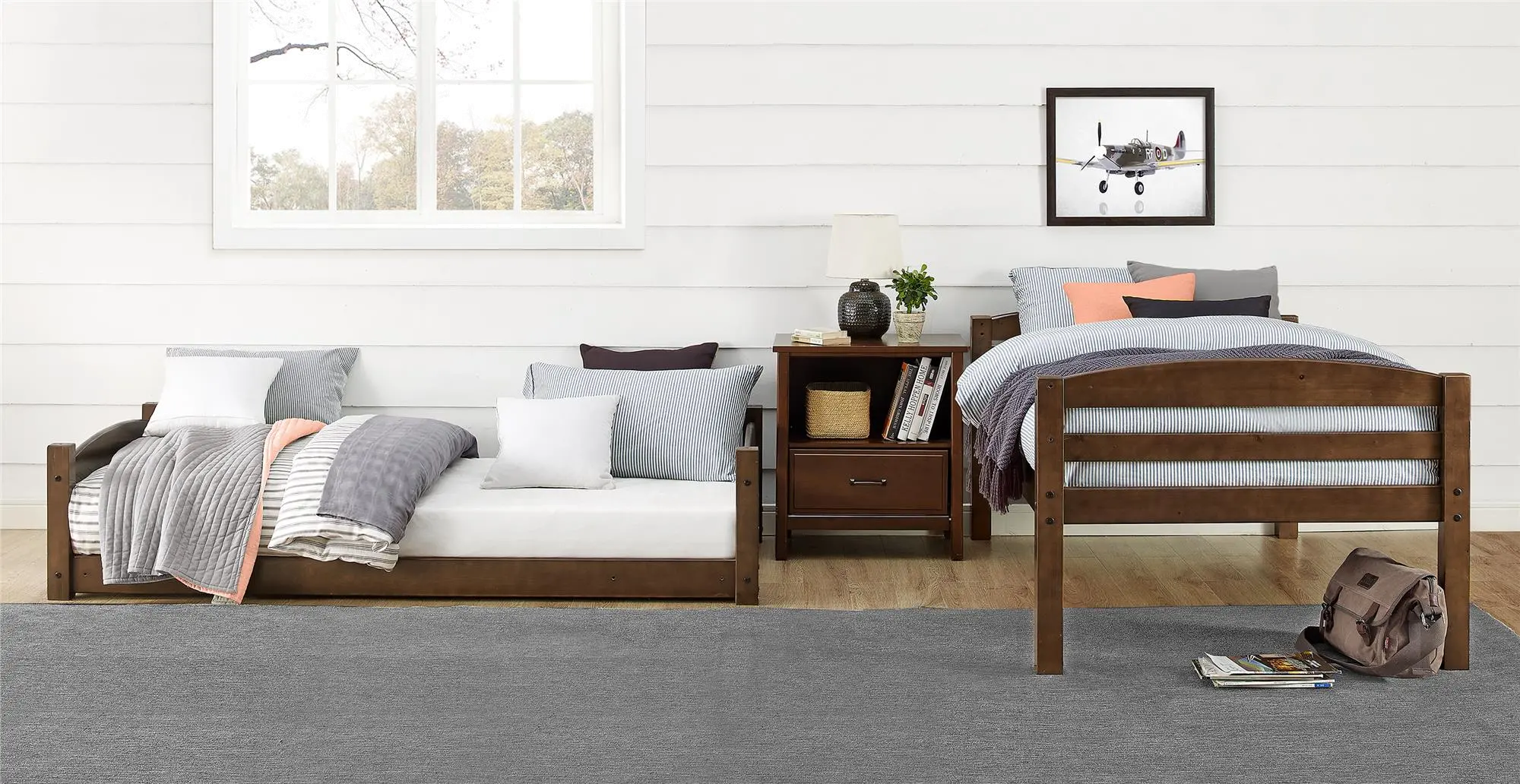 Sierra Brown Low Twin-over-Twin Convertible Bunk Bed-3