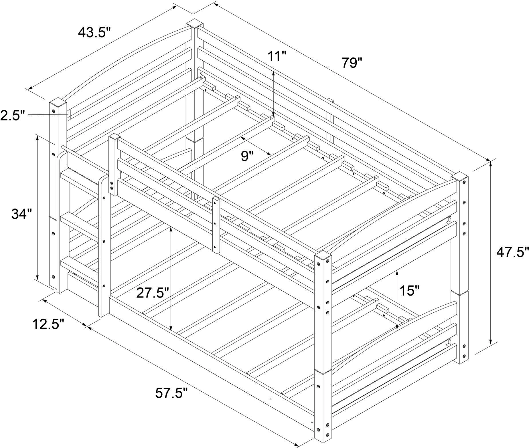 Sierra Brown Low Twin-over-Twin Convertible Bunk Bed-5