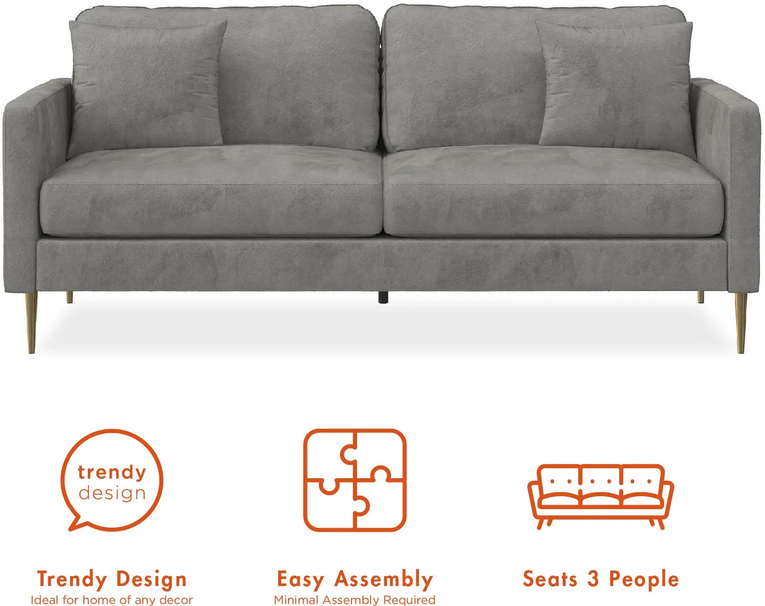 Highland Gray Velvet Sofa-5
