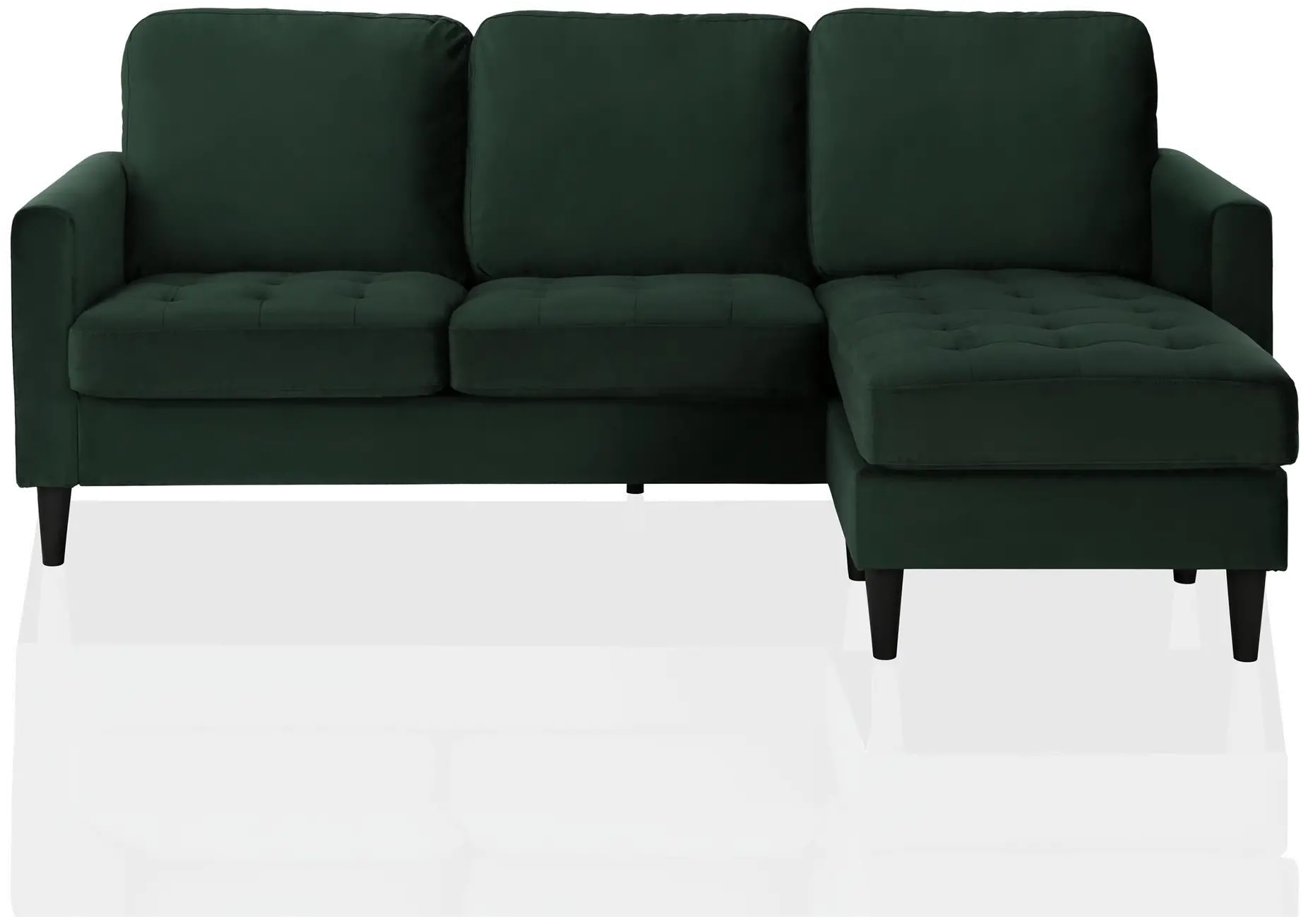 Strummer Green Velvet Reversible Sofa-Chaise-1