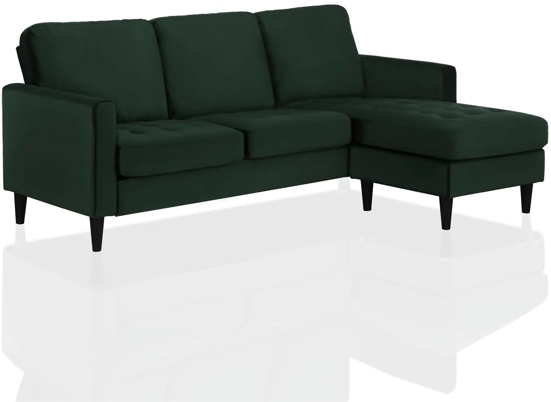 Strummer Green Velvet Reversible Sofa-Chaise-3