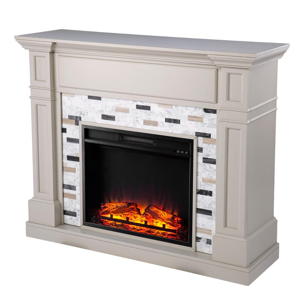 Birkover Gray & Marble Electric Fireplace