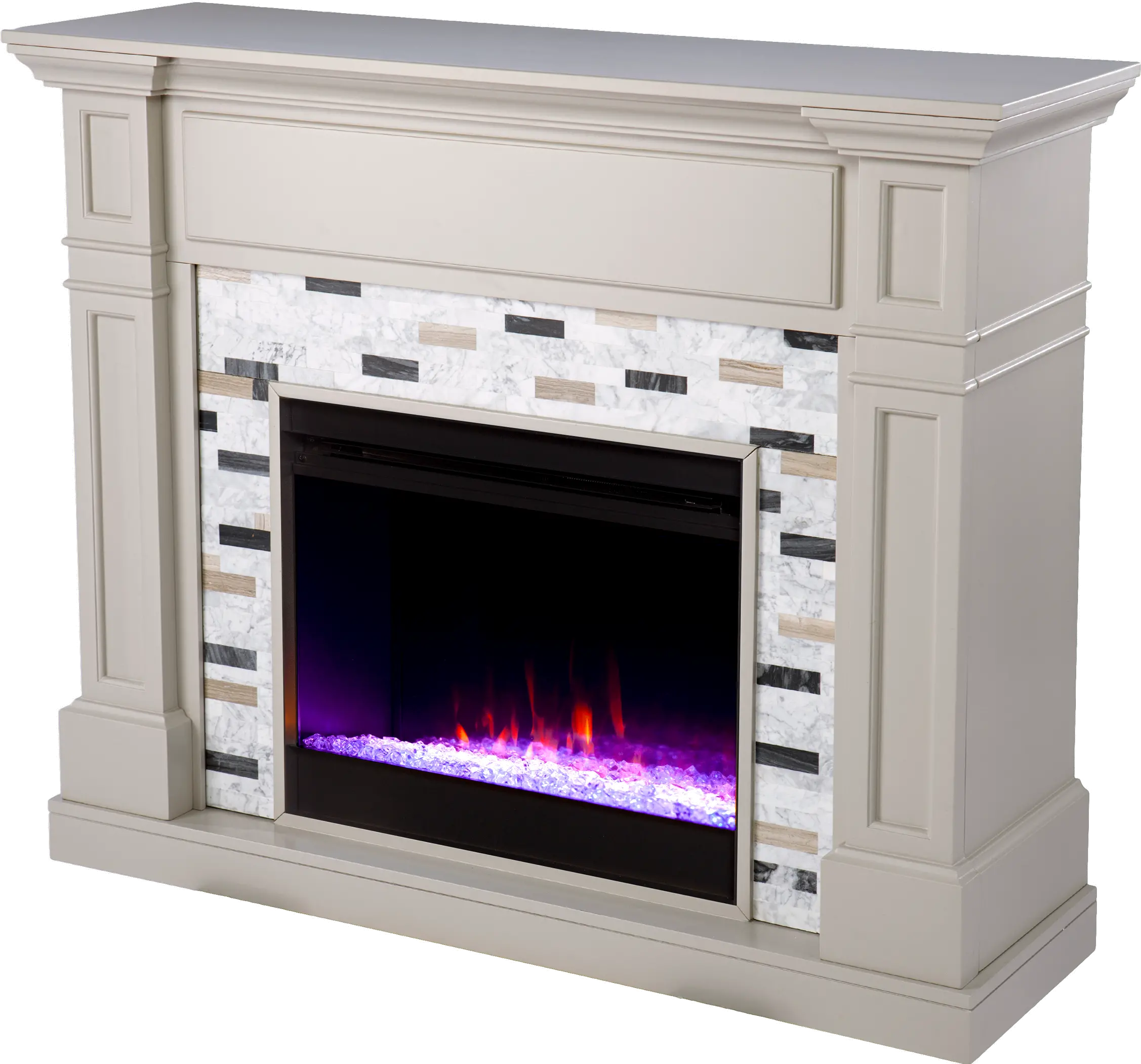 FC1096059 Birkover Gray & Marble Color Changing Electric Fireplace-1